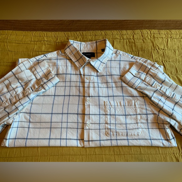 Men’s, Vince L-Sleeve Checked Button-Up, White. Size L - Picture 6 of 7